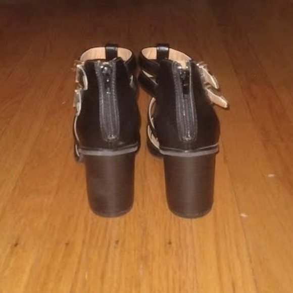 Qupid black caged block heels sz 8 - Picture 5 of 7
